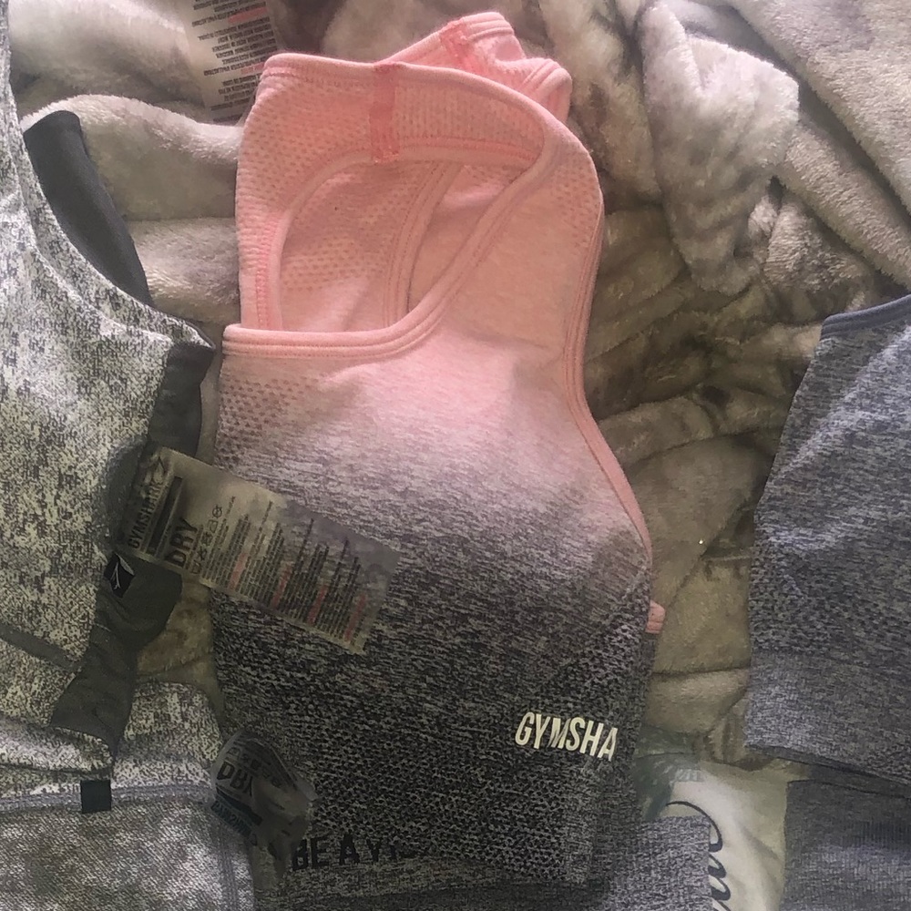 Gymshark peach and charcoal sports bra